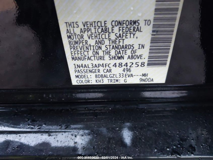 2015 NISSAN ALTIMA 2.5/S/SV/SL - 1N4AL3AP4FC484258