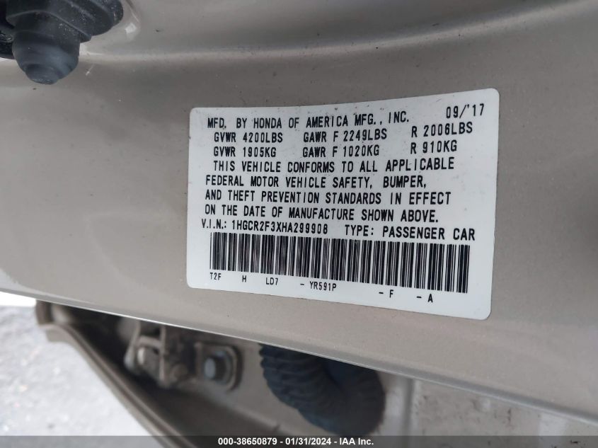 2017 HONDA ACCORD LX - 1HGCR2F3XHA299908