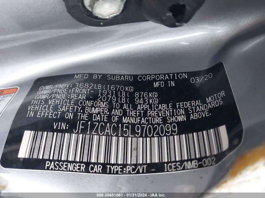 2020 SUBARU BRZ LIMITED - JF1ZCAC15L9702099