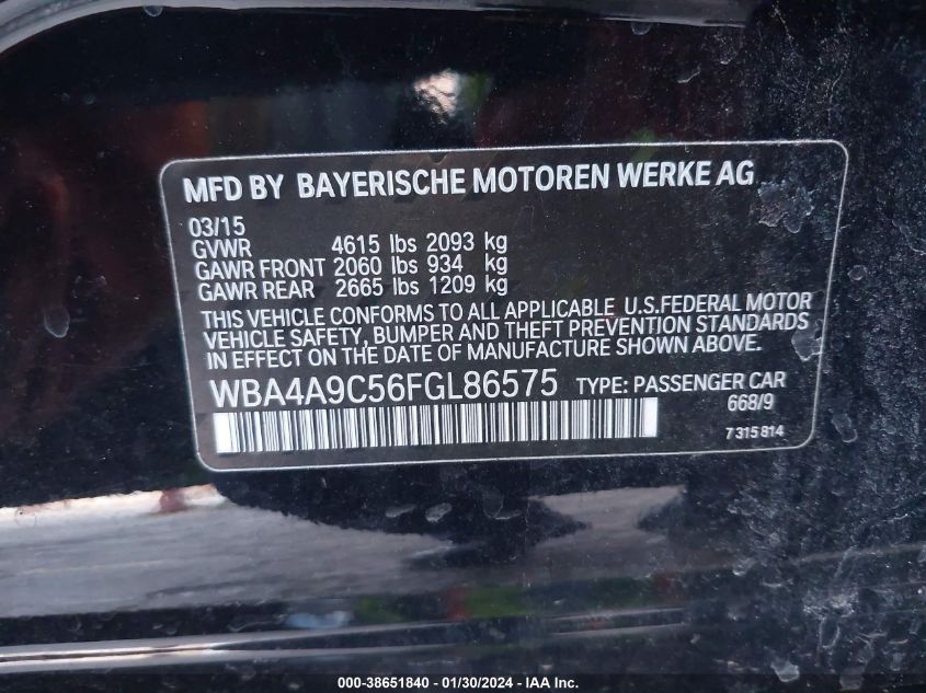2015 BMW 428 GRAN COUPE WBA4A9C56FGL86575