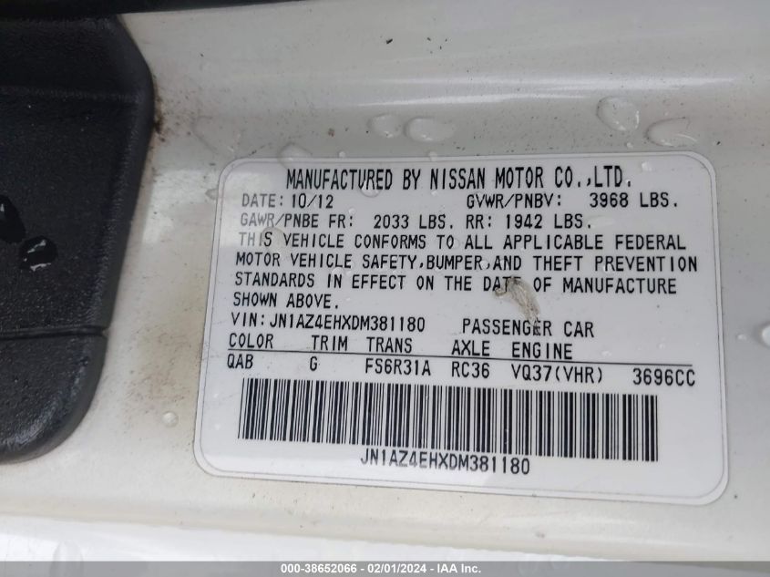2013 NISSAN 370Z - JN1AZ4EHXDM381180