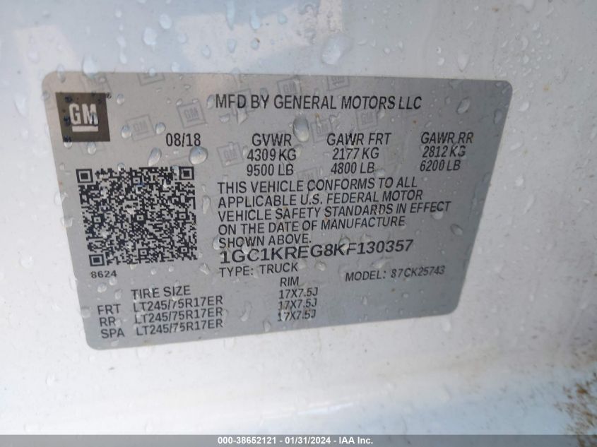 2019 CHEVROLET SILVERADO 2500HD WT - 1GC1KREG8KF130357