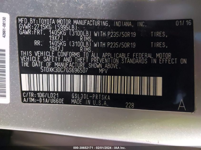 2016 TOYOTA SIENNA SE - 5TDXK3DC7GS696507