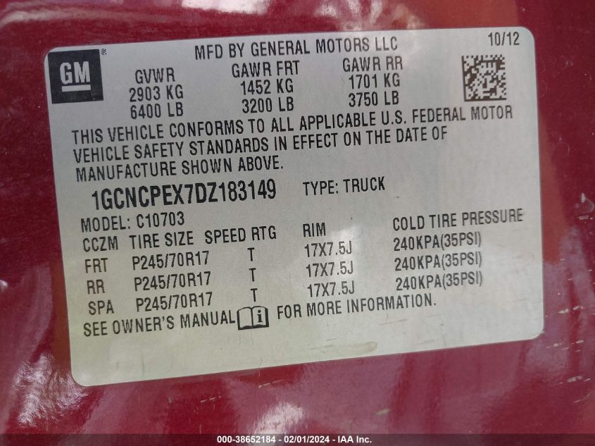 2013 CHEVROLET SILVERADO 1500 C1500 - 1GCNCPEX7DZ183149