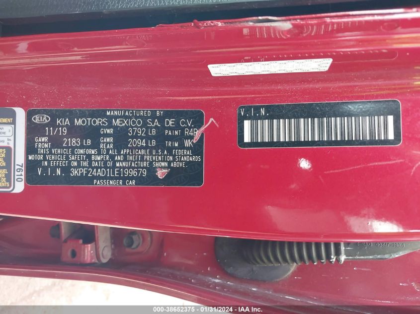 2020 KIA FORTE FE/LXS - 3KPF24AD1LE199679