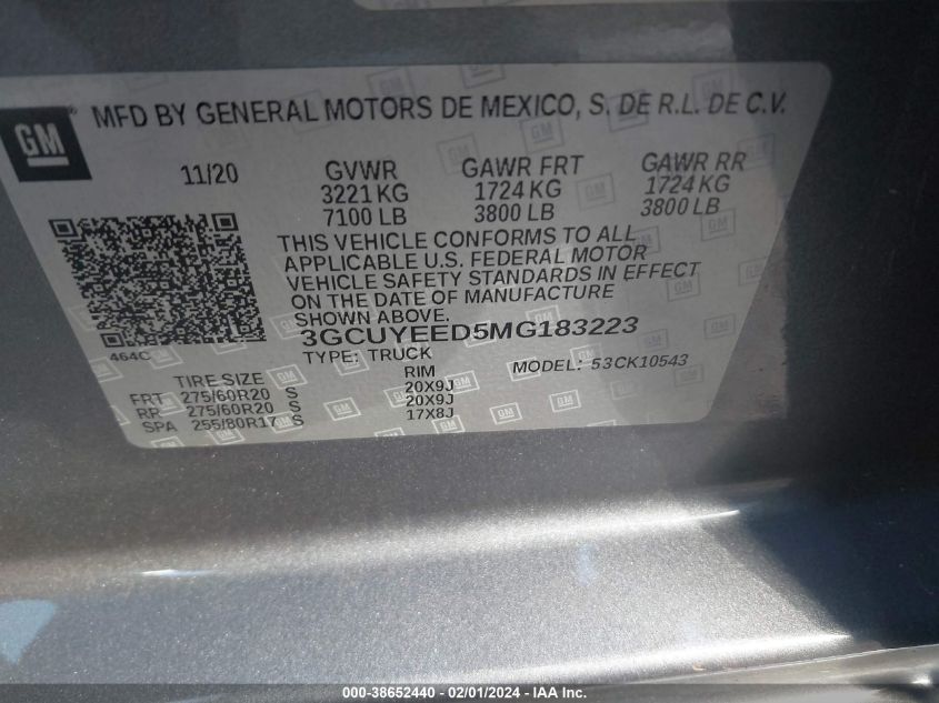 2021 CHEVROLET SILVERADO 1500 K1500 RST - 3GCUYEED5MG183223