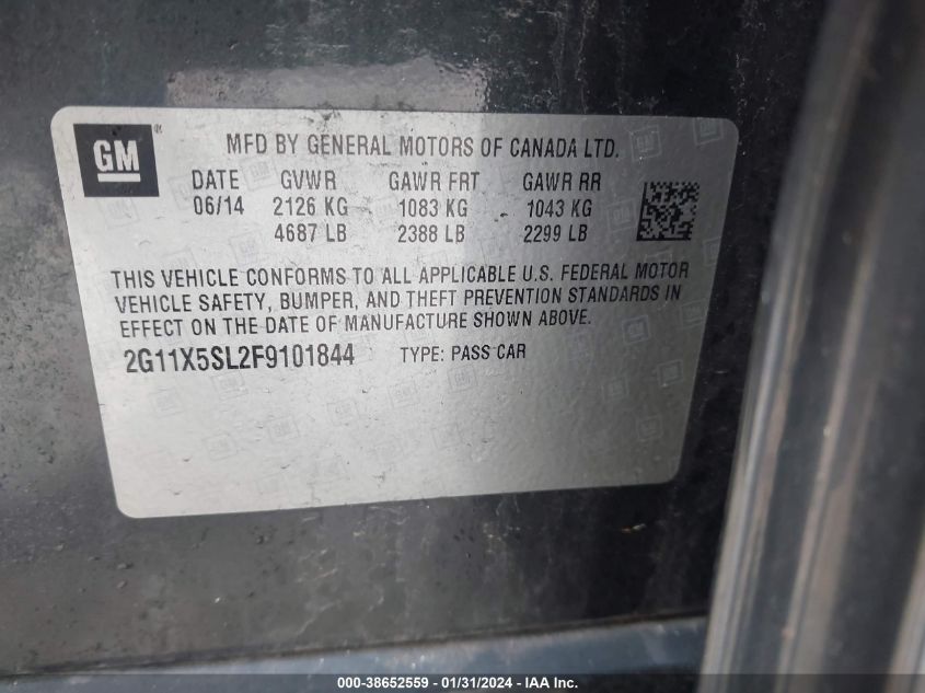 2015 CHEVROLET IMPALA 1FL - 2G11X5SL2F9101844