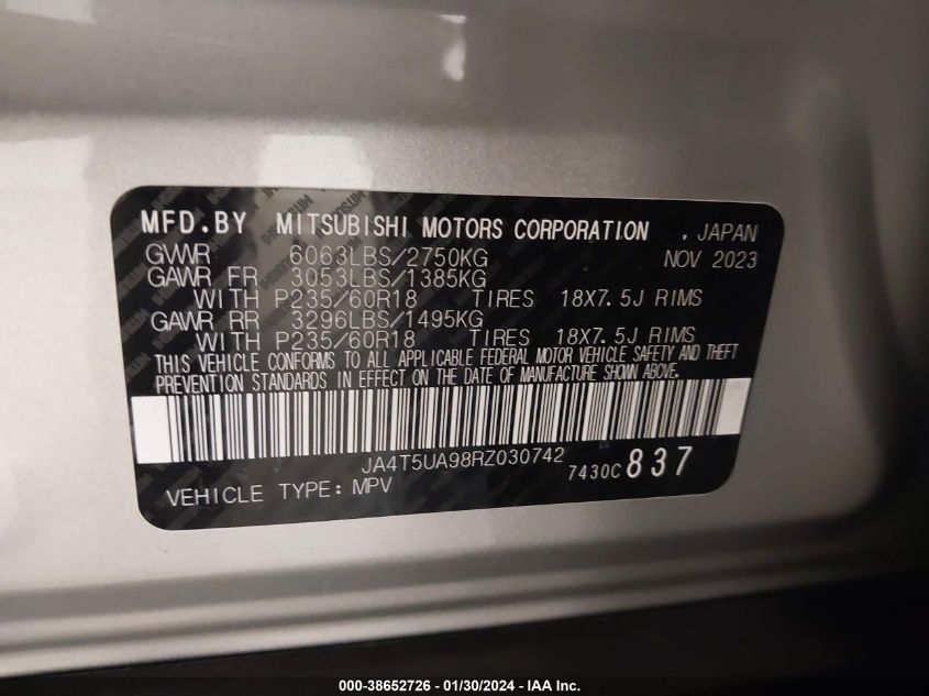 2024 MITSUBISHI OUTLANDER PHEV ES S-AWC JA4T5UA98RZ030742
