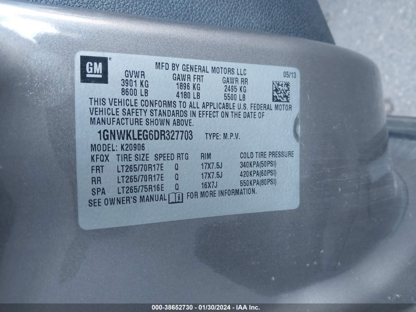 2013 CHEVROLET SUBURBAN 2500 LS 1GNWKLEG6DR327703