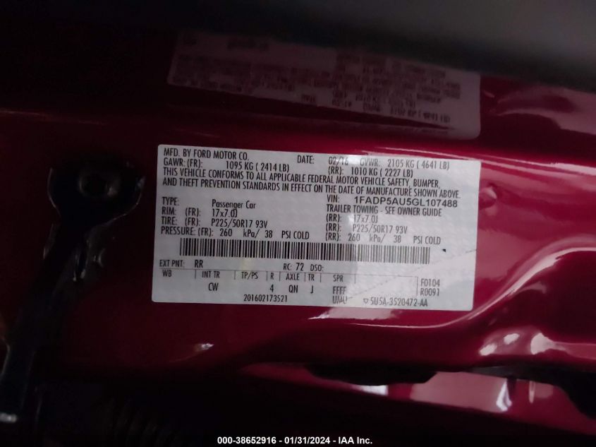2016 FORD C-MAX HYBRID SE - 1FADP5AU5GL107488