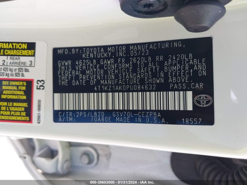 2023 TOYOTA CAMRY XSE V6 - 4T1KZ1AK0PU084632