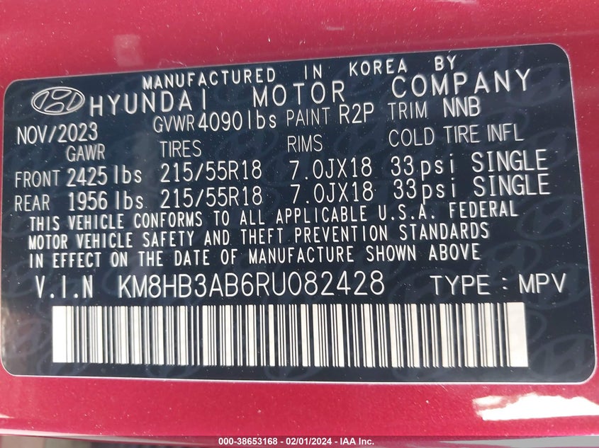 VIN KM8HB3AB6RU082428 2024 HYUNDAI KONA SEL