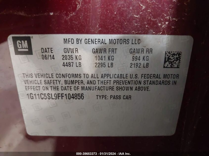 2015 CHEVROLET MALIBU 1LT - 1G11C5SL9FF104856