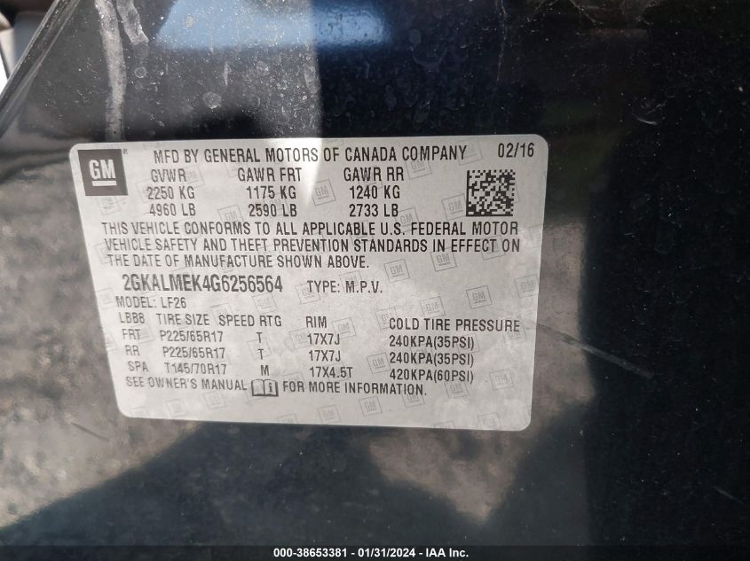 2016 GMC TERRAIN SLE-1 - 2GKALMEK4G6256564