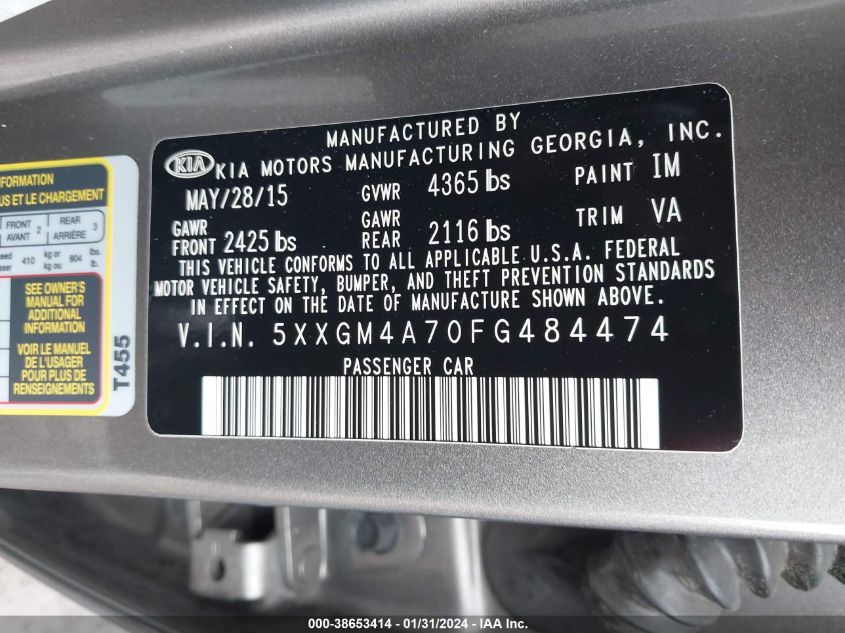 2015 KIA OPTIMA LX - 5XXGM4A70FG484474