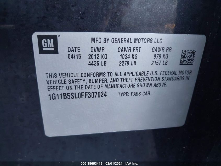 2015 CHEVROLET MALIBU LS - 1G11B5SL0FF307024