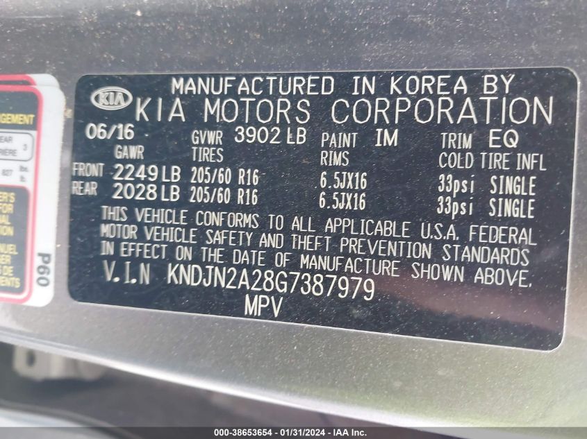 2016 KIA SOUL - KNDJN2A28G7387979