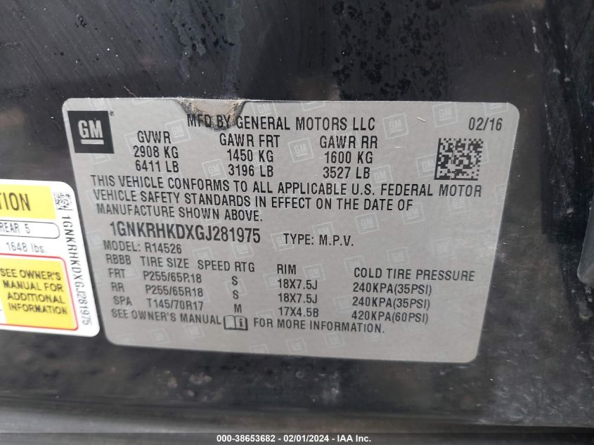 2016 CHEVROLET TRAVERSE LT - 1GNKRHKDXGJ281975