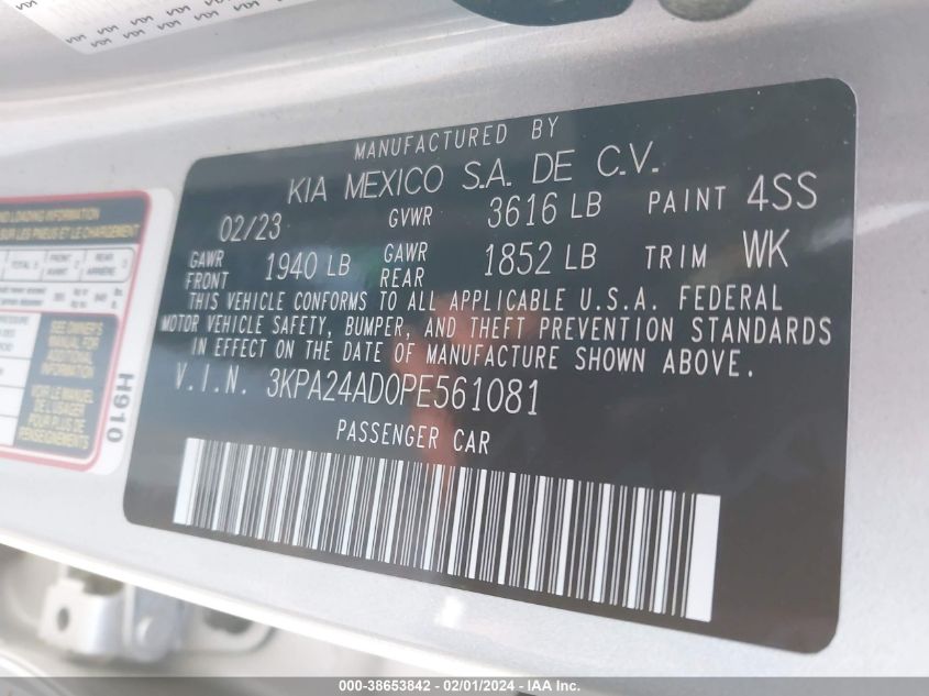 2023 KIA RIO LX/S - 3KPA24AD0PE561081