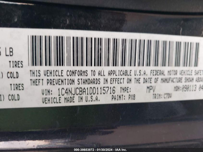 2013 JEEP COMPASS SPORT - 1C4NJCBA1DD115716