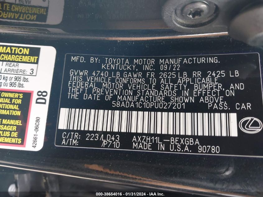 2023 LEXUS ES 300H - 58ADA1C10PU027201