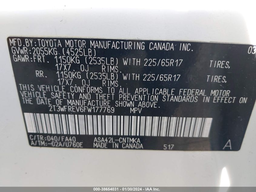 2015 TOYOTA RAV4 XLE - 2T3WFREV6FW177769