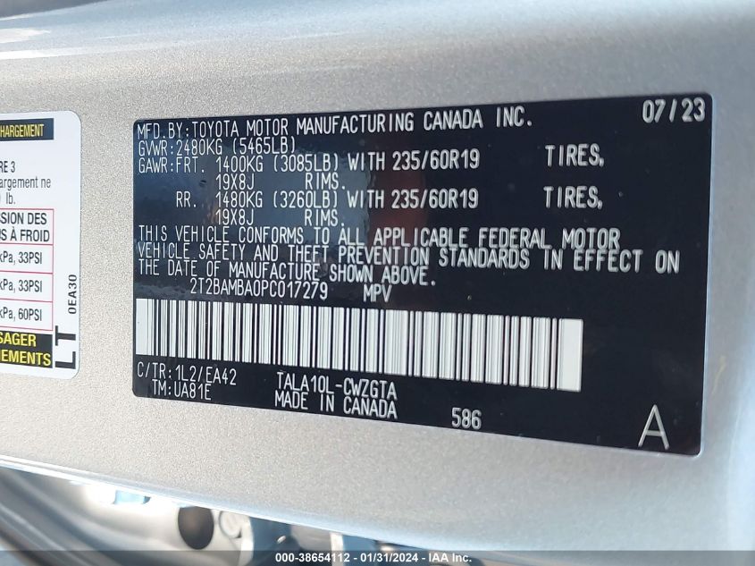 2023 LEXUS RX 350 PREMIUM - 2T2BAMBA0PC017279