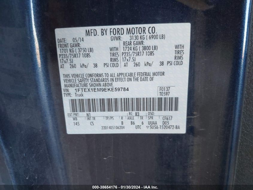 2014 FORD F-150 XL - 1FTEX1EM9EKE59784