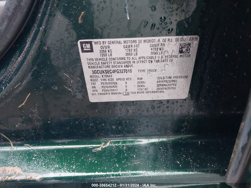 2015 CHEVROLET SILVERADO 1500 1LZ - 3GCUKSEC4FG327516