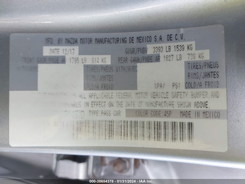 VIN 3MYDLBYV3JY314870 2018 TOYOTA YARIS IA