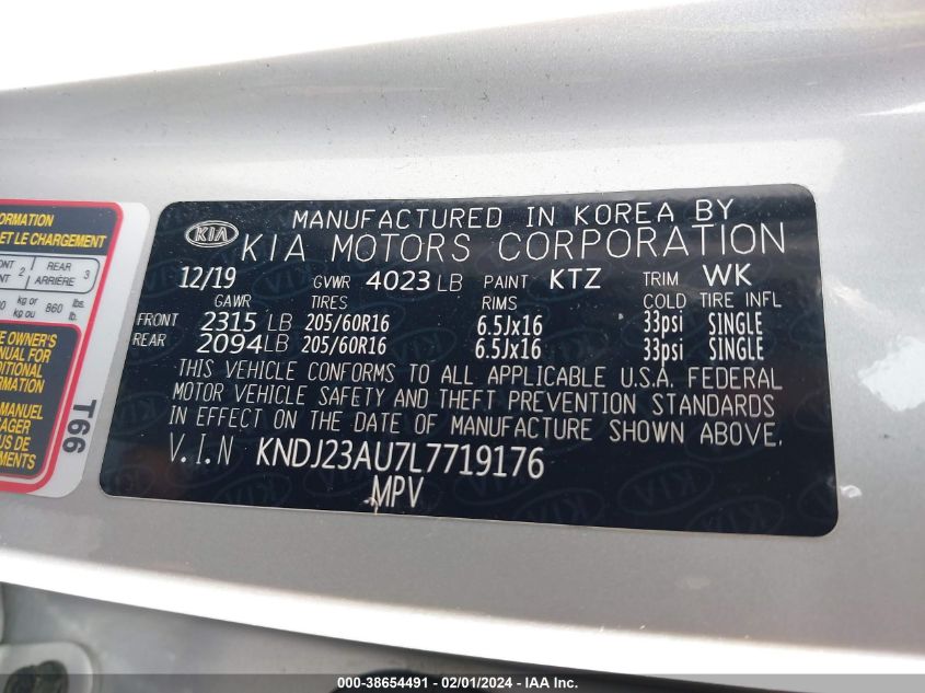 2020 KIA SOUL LX/X LINE/S - KNDJ23AU7L7719176