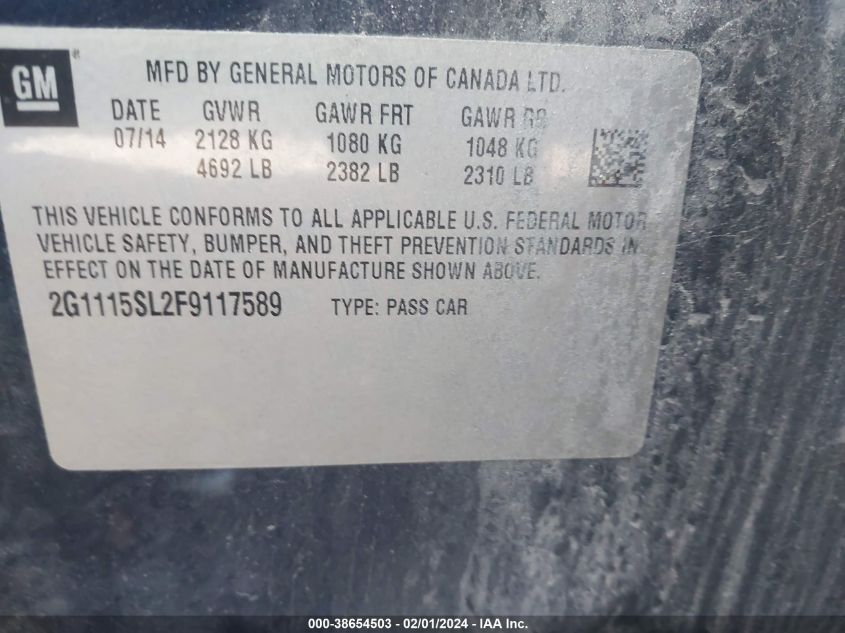2015 CHEVROLET IMPALA LT - 2G1115SL2F9117589