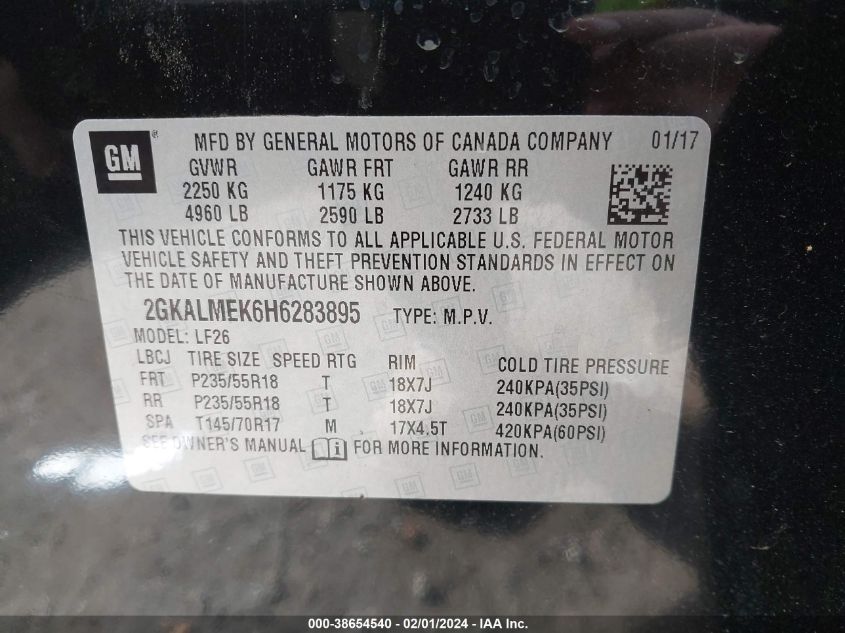 2017 GMC TERRAIN SLE-1 - 2GKALMEK6H6283895