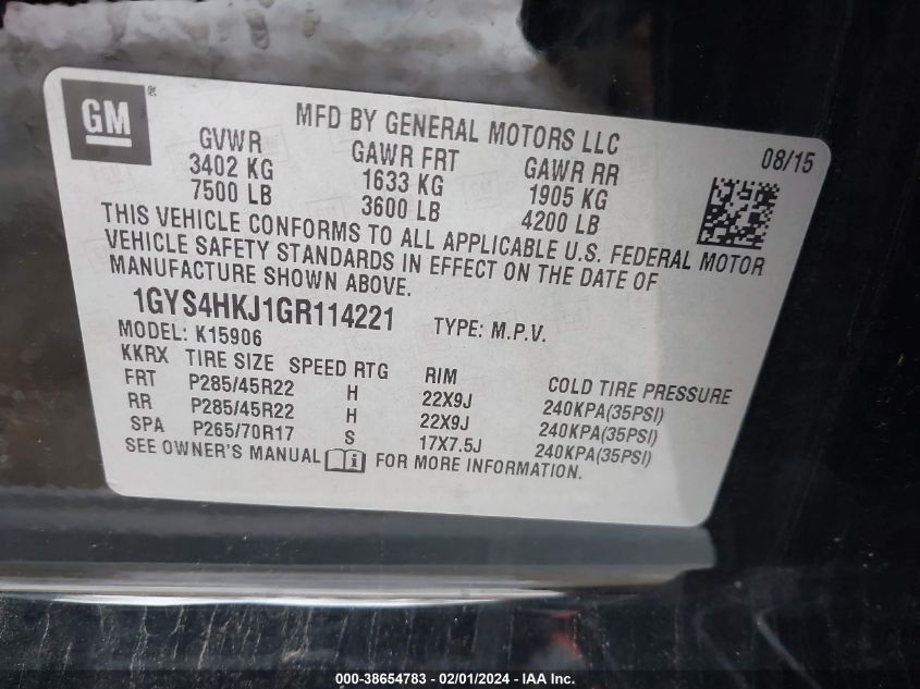 2016 CADILLAC ESCALADE ESV ESV LUXURY - 1GYS4HKJ1GR114221