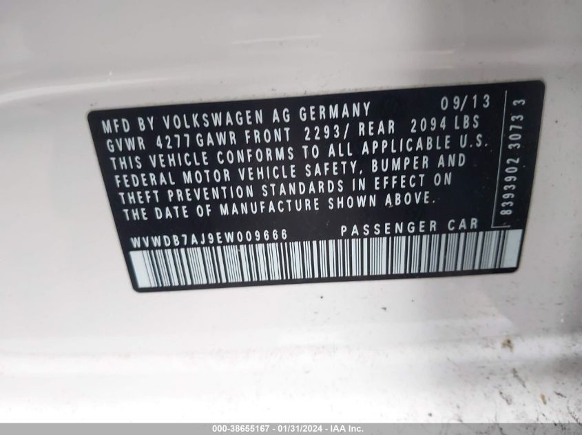 2014 VOLKSWAGEN GOLF 2.5L - WVWDB7AJ9EW009666