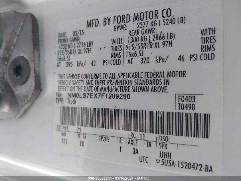 2015 FORD TRANSIT CONNECT XL - NM0LS7EX7F1209290
