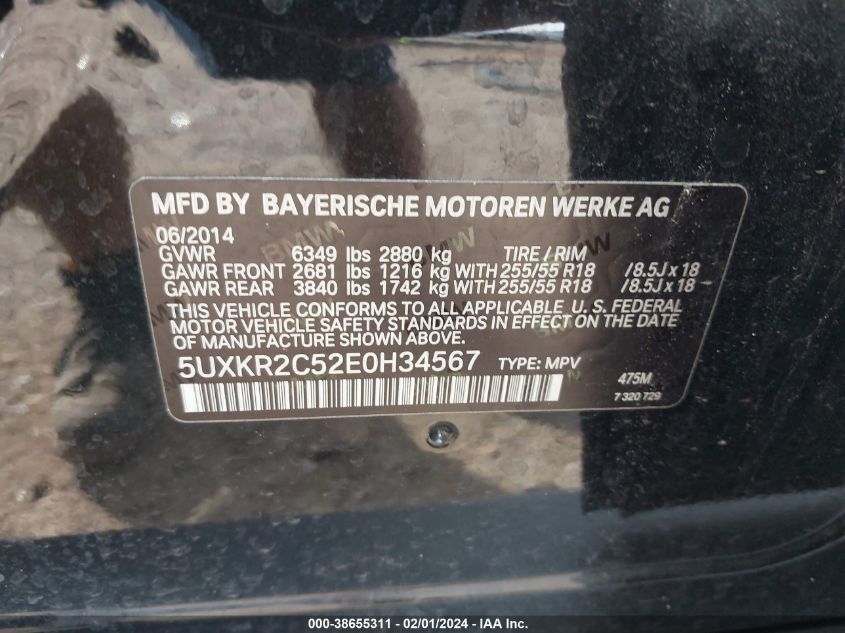 2014 BMW X5 SDRIVE35I - 5UXKR2C52E0H34567