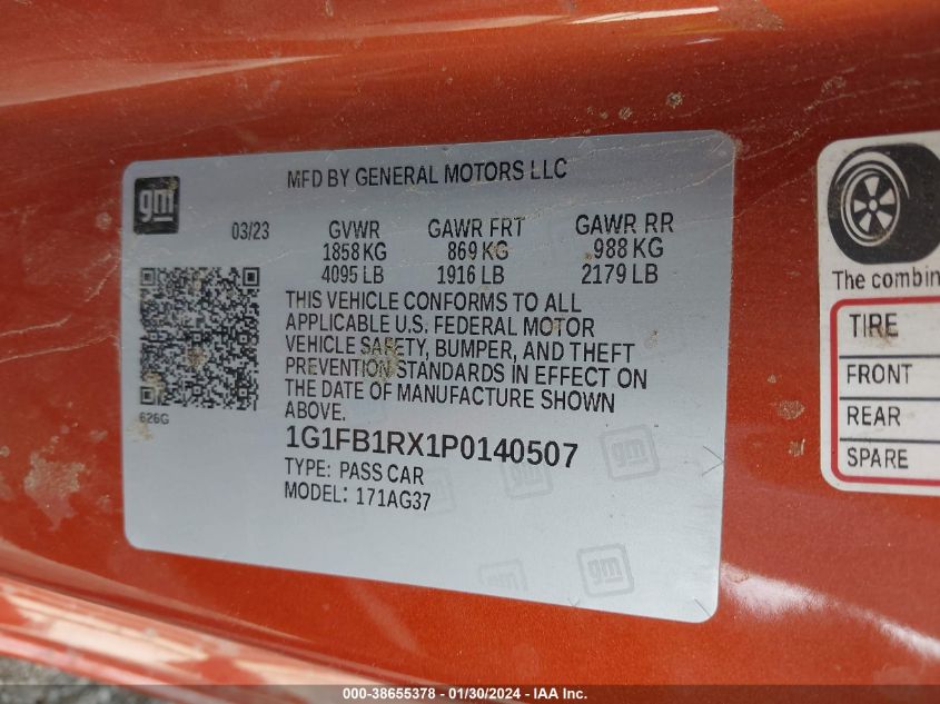 2023 CHEVROLET CAMARO RWD  1LS - 1G1FB1RX1P0140507