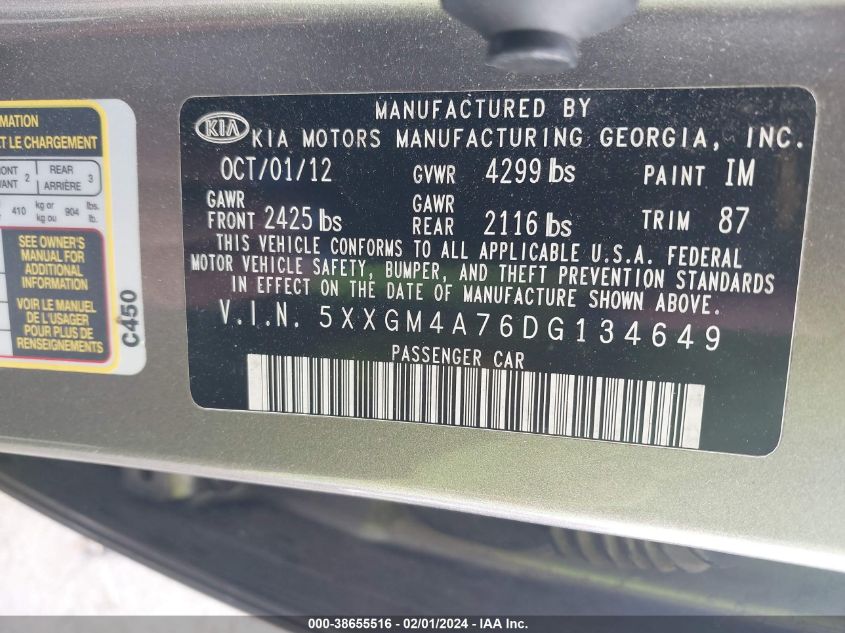 2013 KIA OPTIMA LX - 5XXGM4A76DG134649