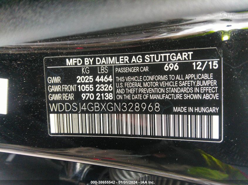 2016 MERCEDES-BENZ CLA 250 4MATIC - WDDSJ4GBXGN328968