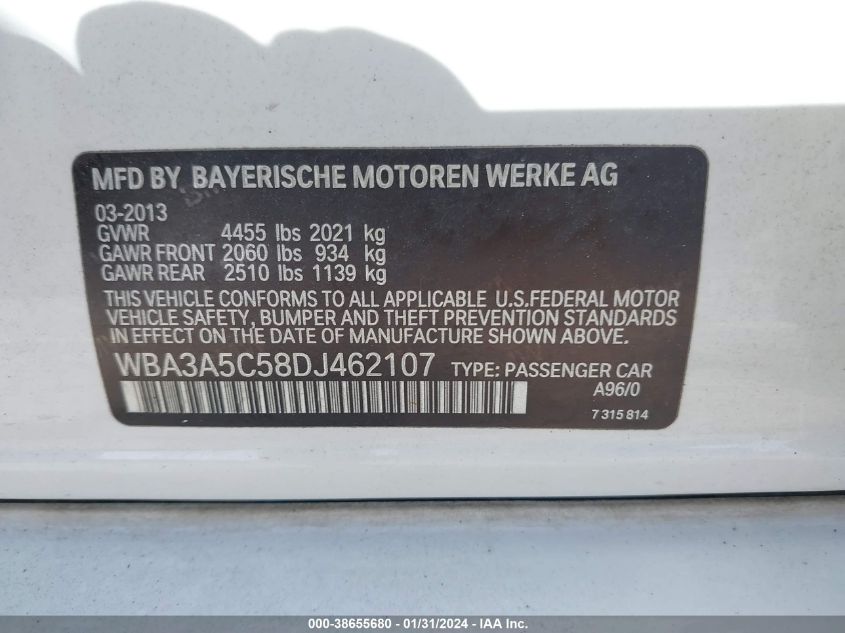 2013 BMW 328I - WBA3A5C58DJ462107