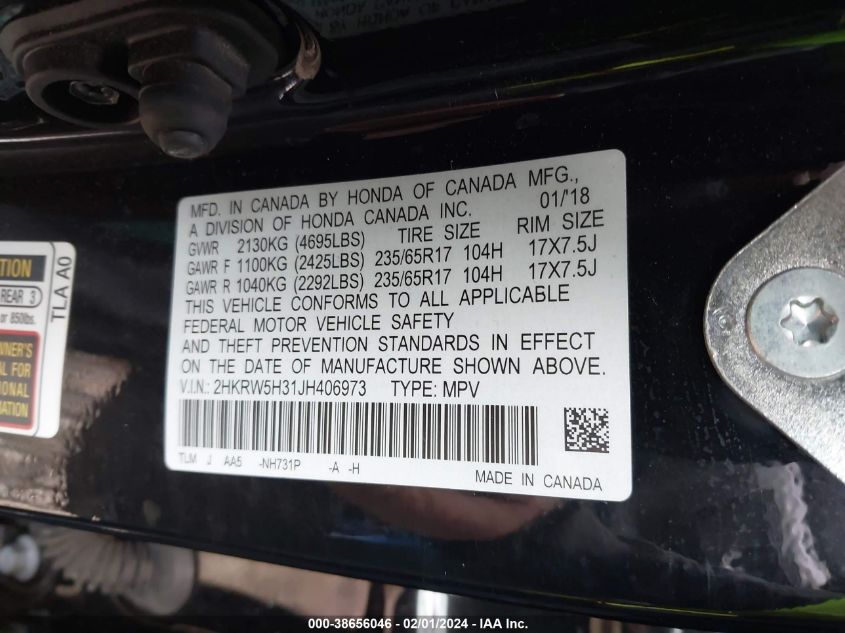2018 HONDA CR-V LX - 2HKRW5H31JH406973