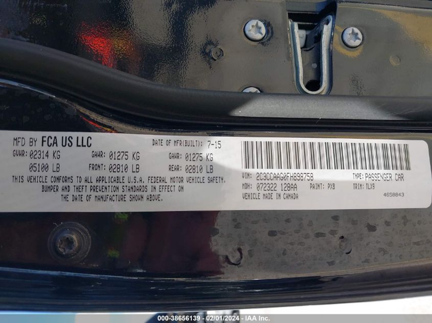 2015 CHRYSLER 300 LIMITED - 2C3CCAAG0FH898758
