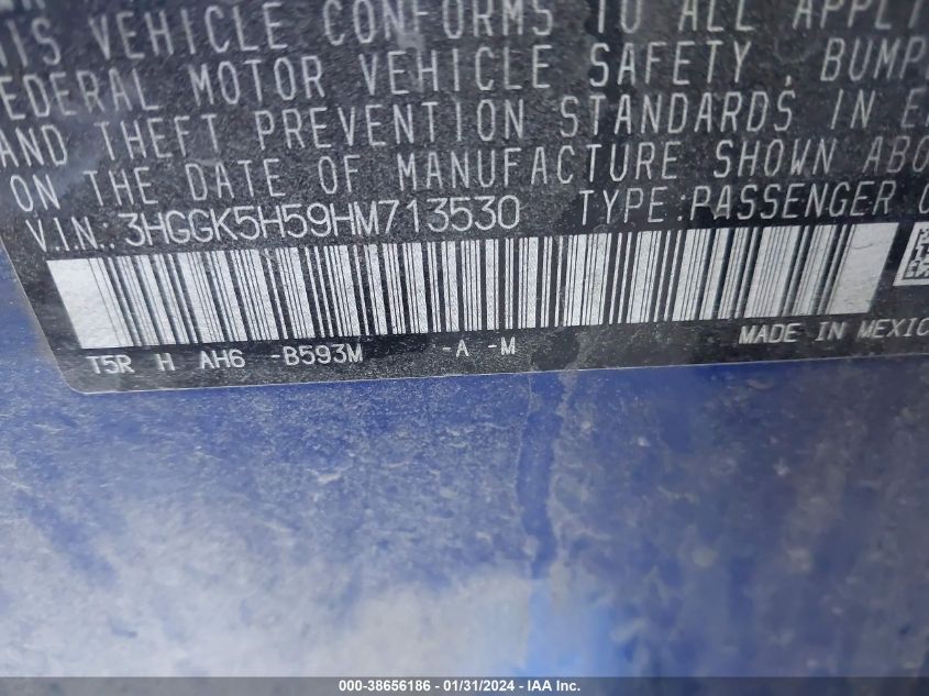2017 HONDA FIT LX - 3HGGK5H59HM713530