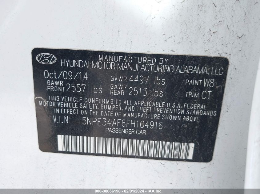 2015 HYUNDAI SONATA SPORT/LIMITED - 5NPE34AF6FH104916