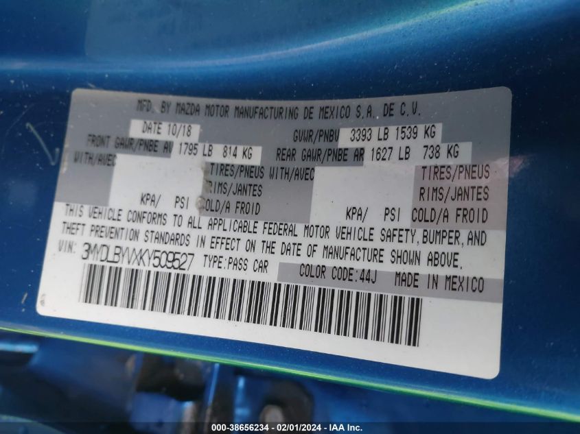 2019 TOYOTA YARIS LE - 3MYDLBYVXKY509527
