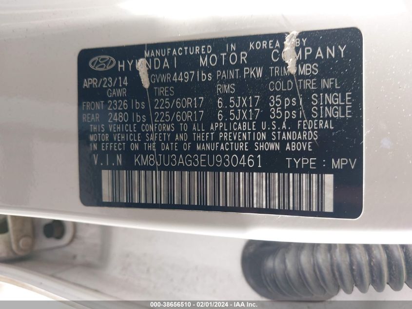 2014 HYUNDAI TUCSON SE - KM8JU3AG3EU930461