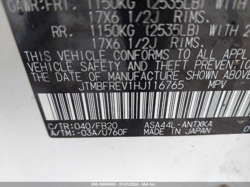 2017 TOYOTA RAV4 LE - JTMBFREV1HJ116765