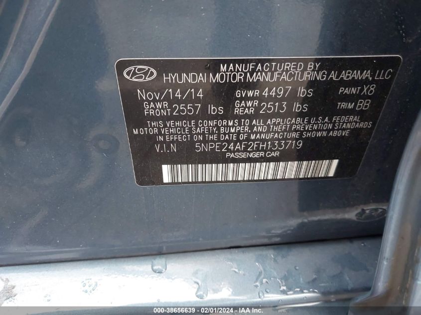 2015 HYUNDAI SONATA SE - 5NPE24AF2FH133719