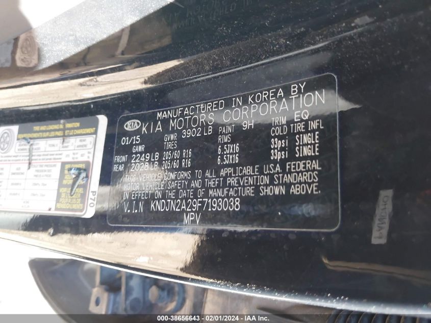 2015 KIA SOUL - KNDJN2A29F7193038